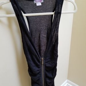 Kensie Girl Viscose Black Front Zip Tunic Dress